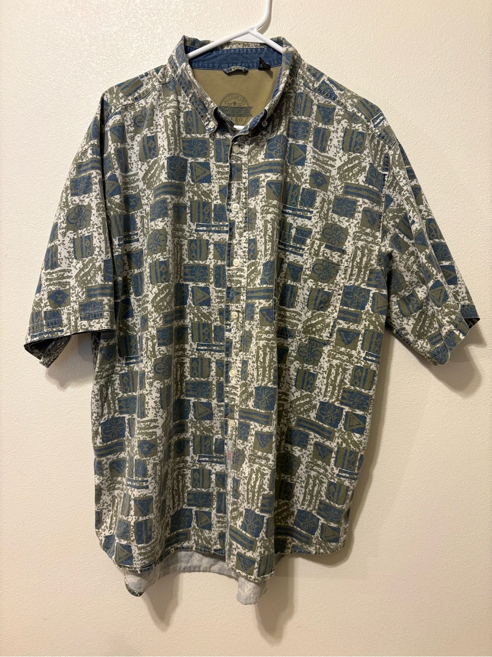 Wrangler Hero Casual Short-Sleeve Button-Up Shirt - Olive & Blue